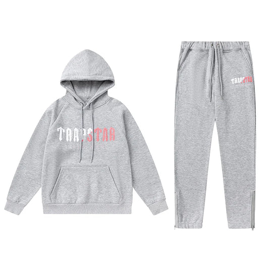 TRAPSTAR 'IT'S A SECRET' PINK LETTERS GREY TRACKSUIT